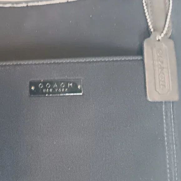 Vintage Coach Large Tote Bag 6217 - Black Neoprene with Leather Trim - Picture 6 of 9